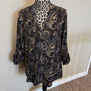 Elegant Paisley Women's Blouse - Black and Gold